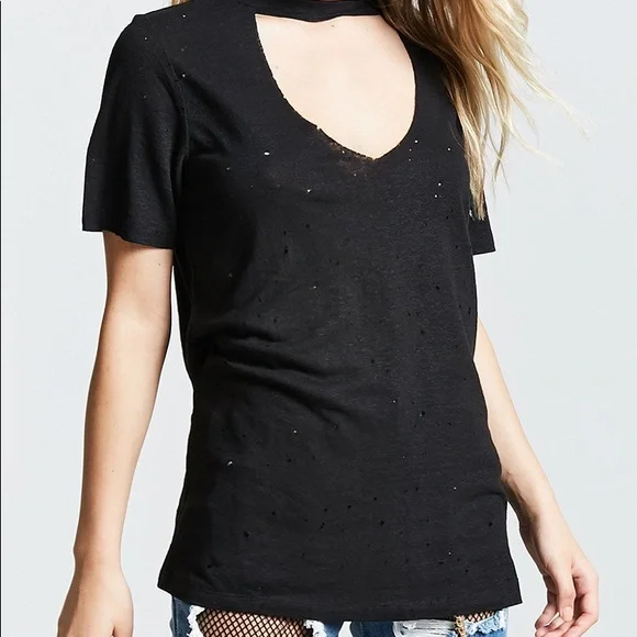 Black super soft distressed t-shirt Size Small - Picture 9 of 10